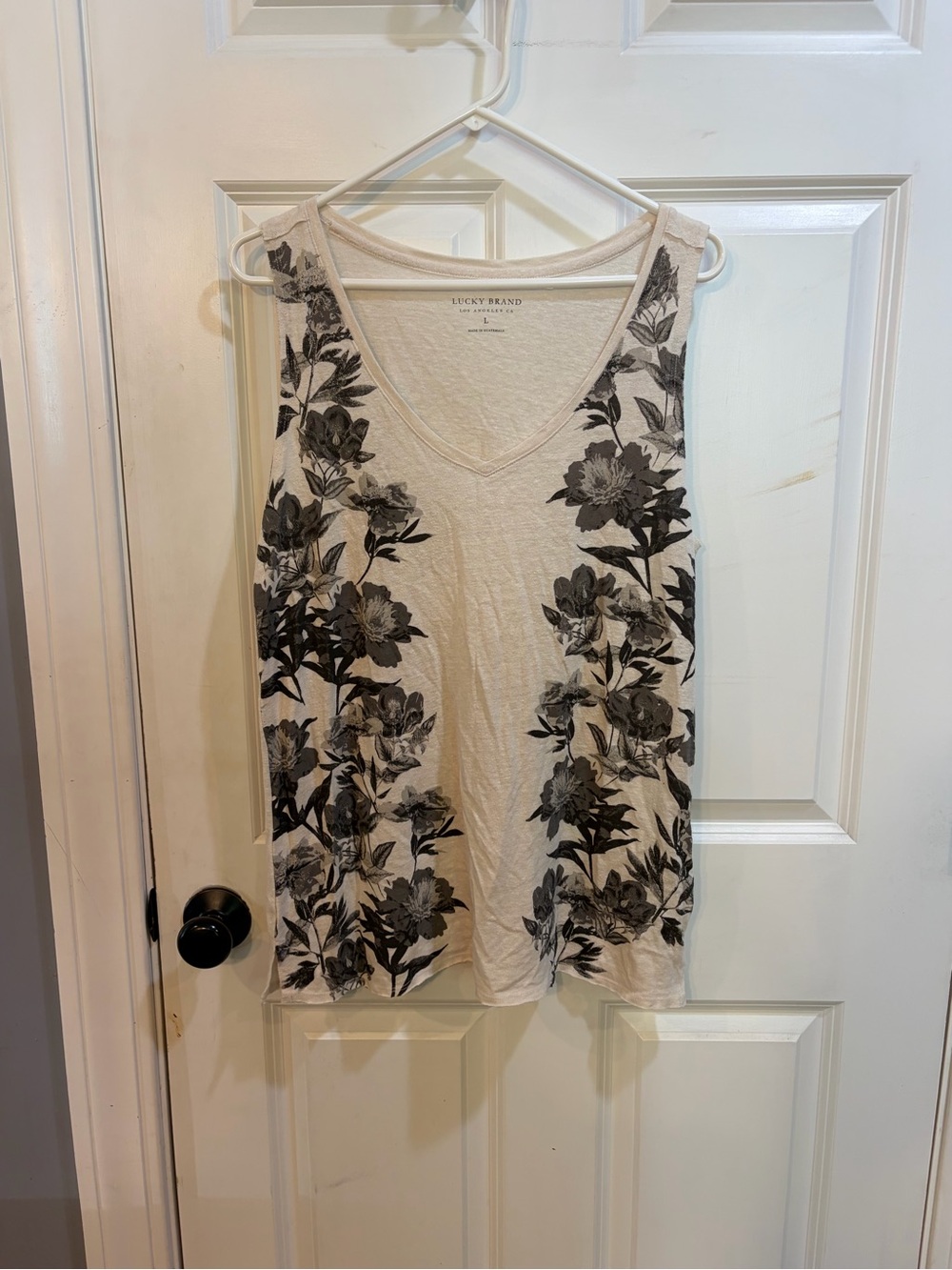 Lucky Brand Tank with Black Floral Pattern